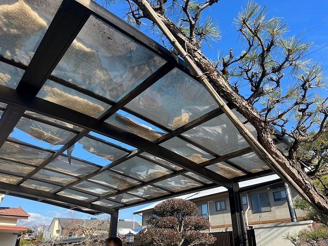 昭和町　雪害カーポート破損現調